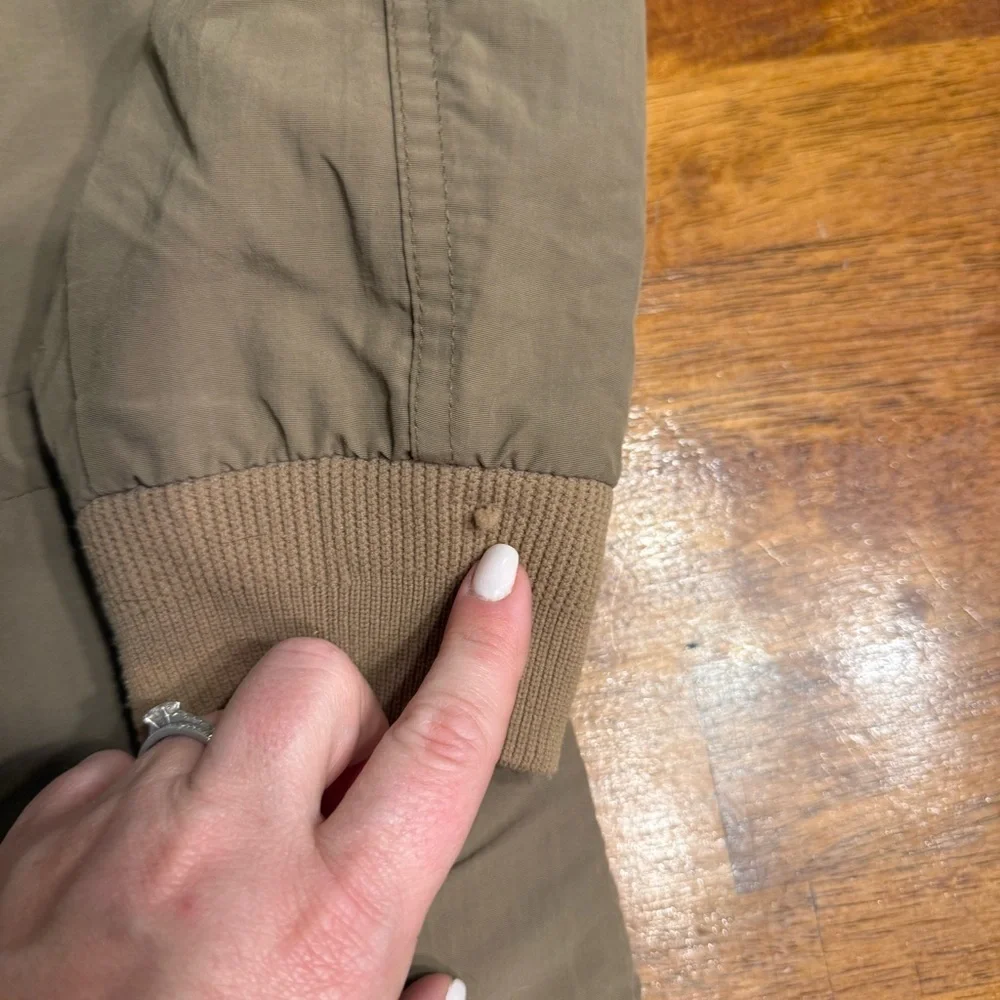 Men's J. Crew Barn coat field Jacket tan with Black Collar fleece lined size Med